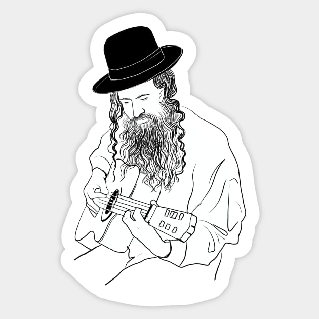 Orthodox Jew playing guitar Sticker by argiropulo